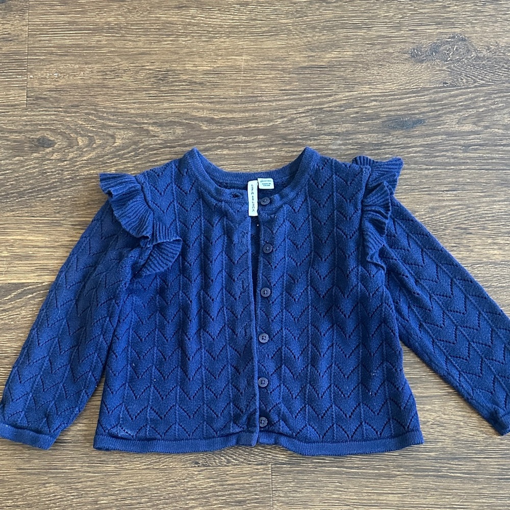 Janie and Jack Navy Cardigan with Ruffle Detail